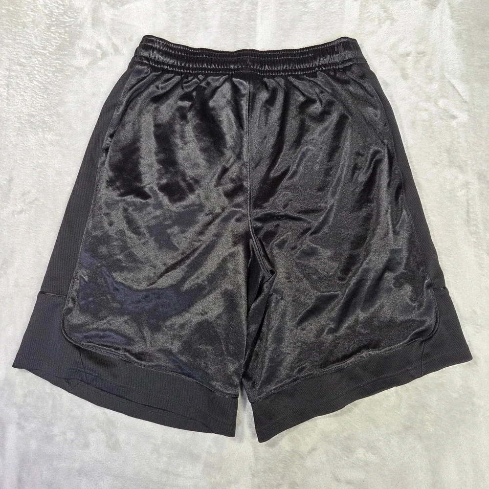 AND1 Mens Black Basketball Shorts Mesh Side Stripe Satin Finish Size Medium Y2k